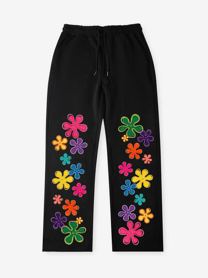 Renkli Çiçekli Grafiti Unisex Pantolon