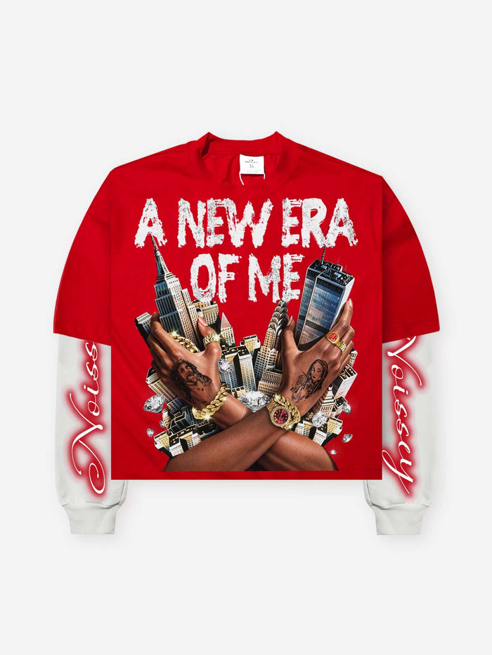 A New Era Of Me Kırmızı Unisex Uzun Kollu Tişört
