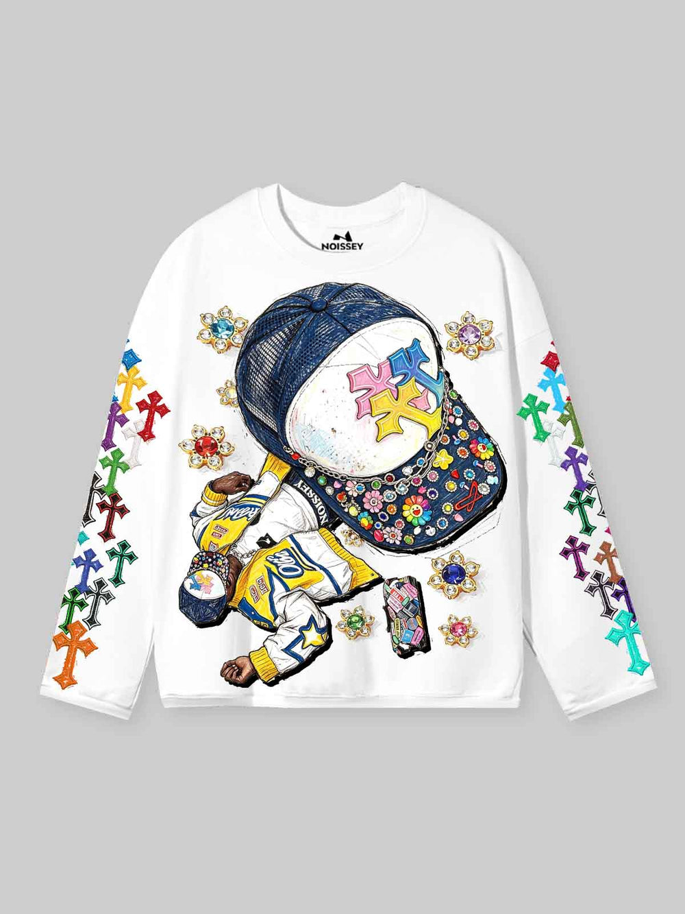 Mücevherli Hip Hop Şapka Unisex Uzun Kollu Tişört