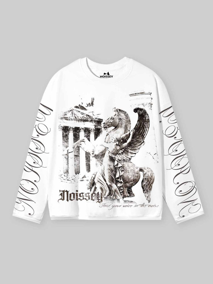 Pegasus Temple Beyaz Unisex Uzun Kollu Tişört