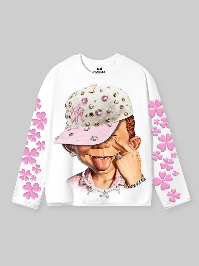 Lucky Clover Kid Beyaz Unisex Uzun Kollu Tişört