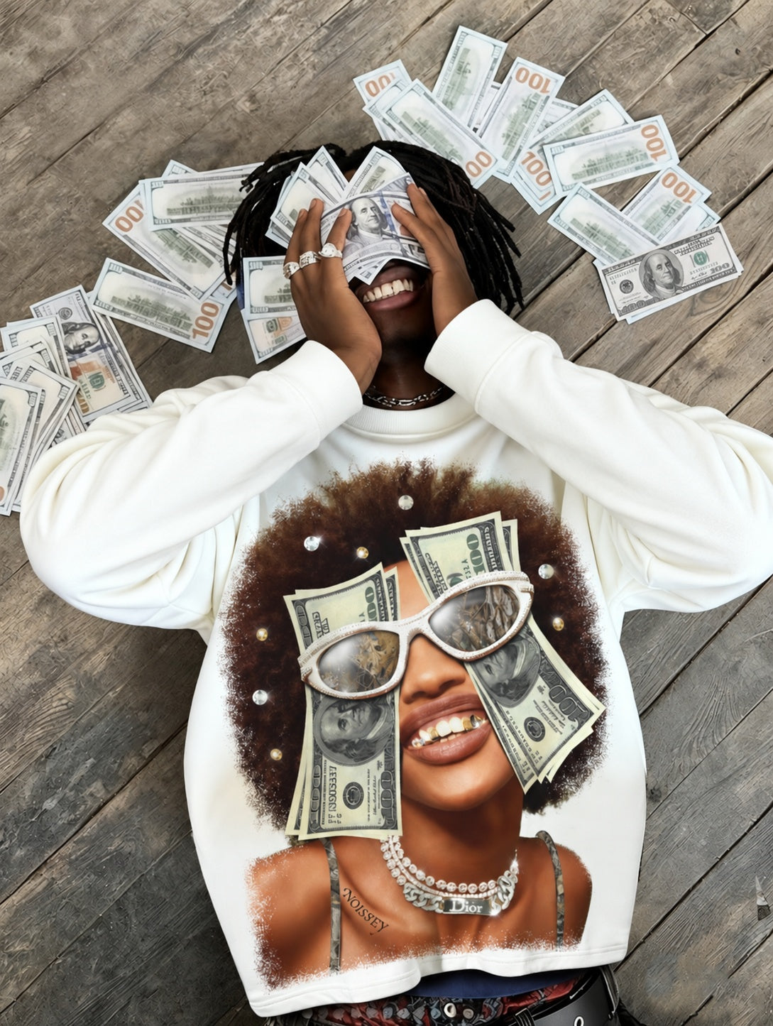 All We Need Is Money Unisex Uzun Kollu Tişört - düz beyaz uzun kol