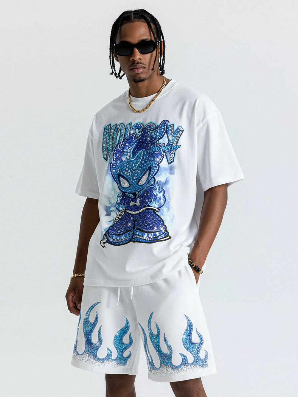 ICE FLAME Beyaz Unisex Şort