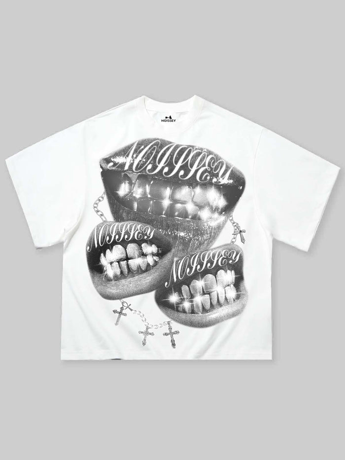 Retro Monokrom Grillz Unisex Tişört