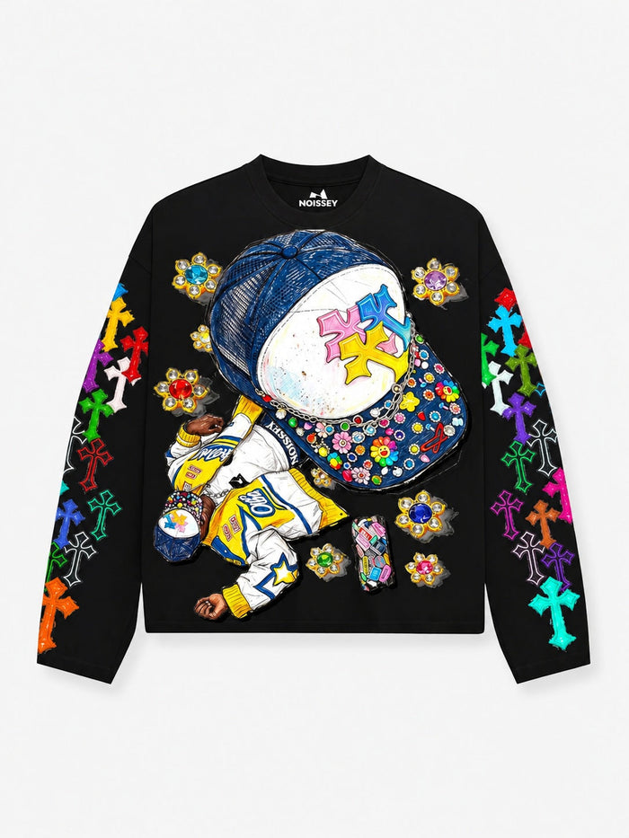 Hip Hop Kamyoncu Şapka Siyah Unisex Uzun Kollu Tişört
