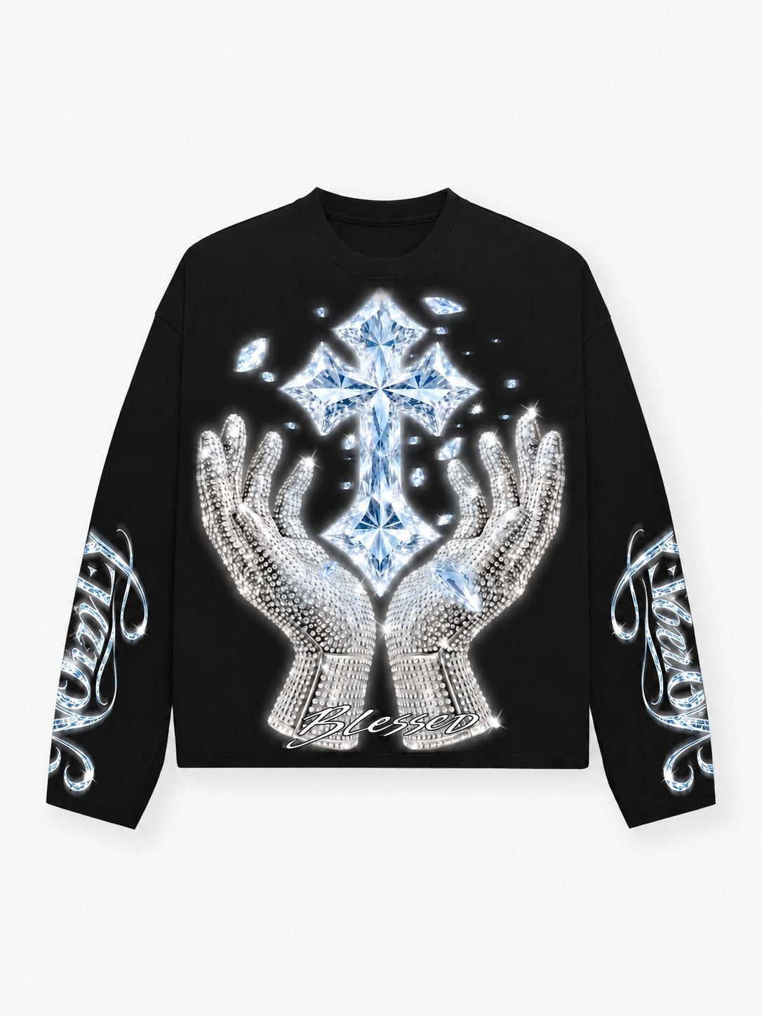 Blessed Cross Siyah Unisex Uzun Kollu Tişört