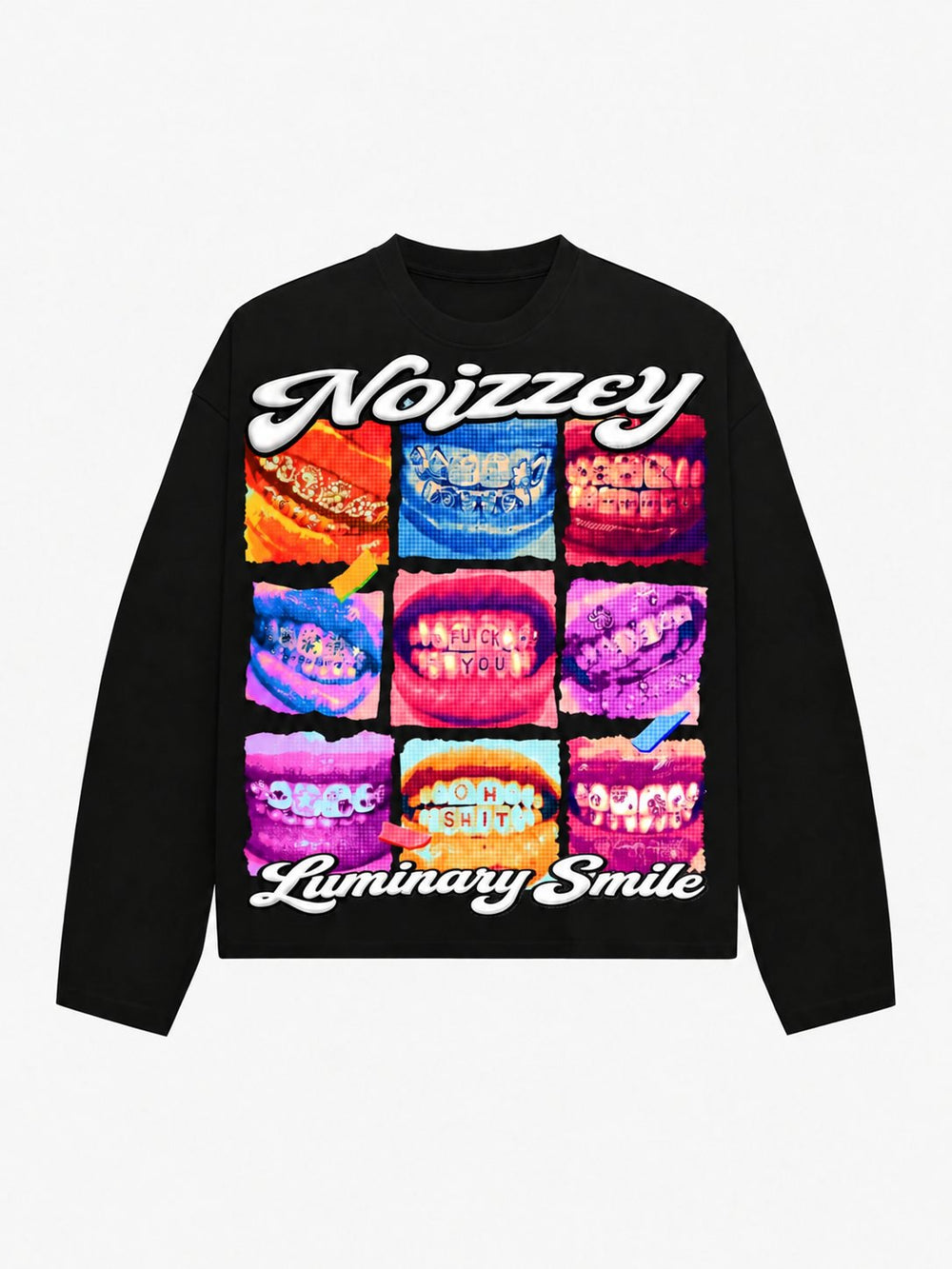 Luminary Smile Siyah Unisex Uzun Kollu Tişört