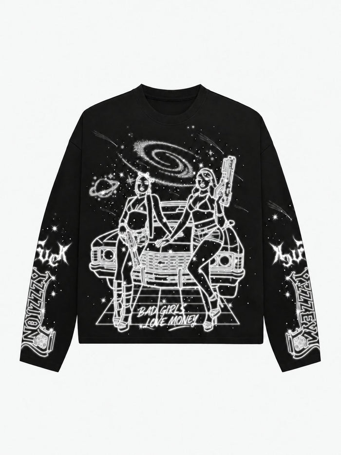 Neon Ruh Siyah Unisex Uzun Kollu Tişört
