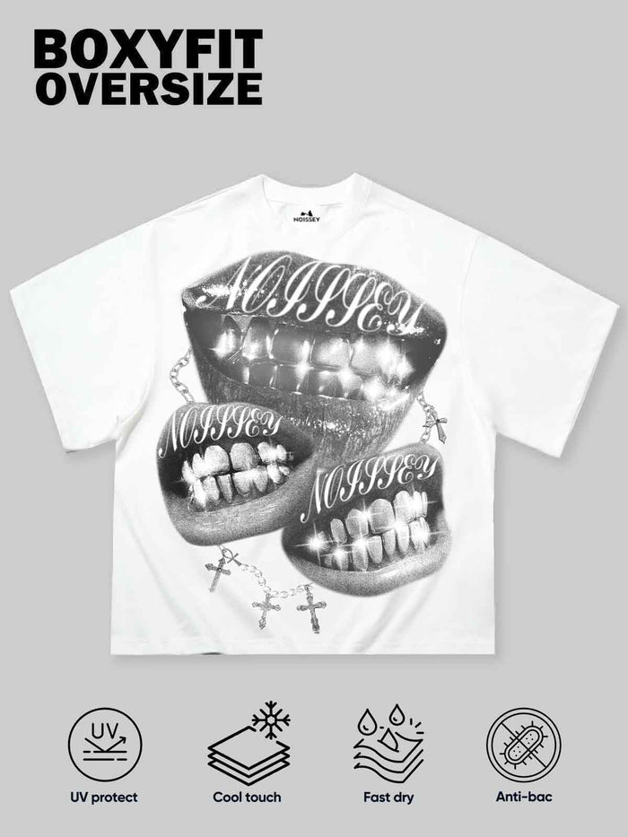 Retro Monokrom Grillz Unisex Tişört