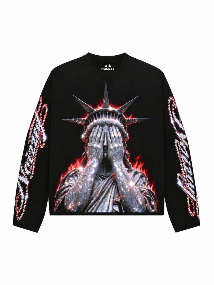Burning Liberty Siyah Unisex Uzun Kollu Tişört