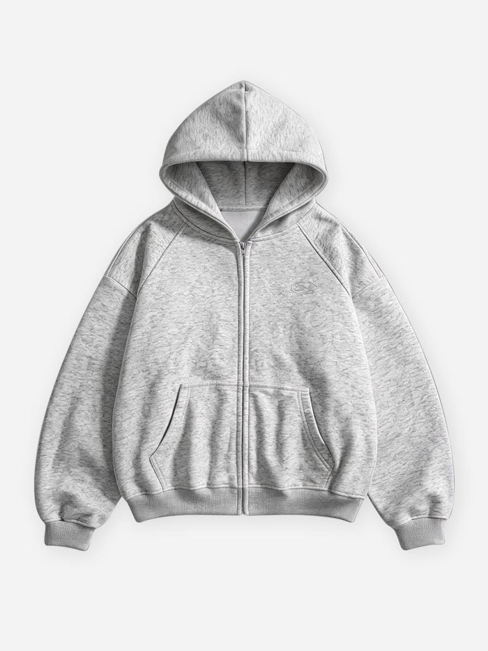 Basic Gri Unisex Fermuarlı Sweatshirt