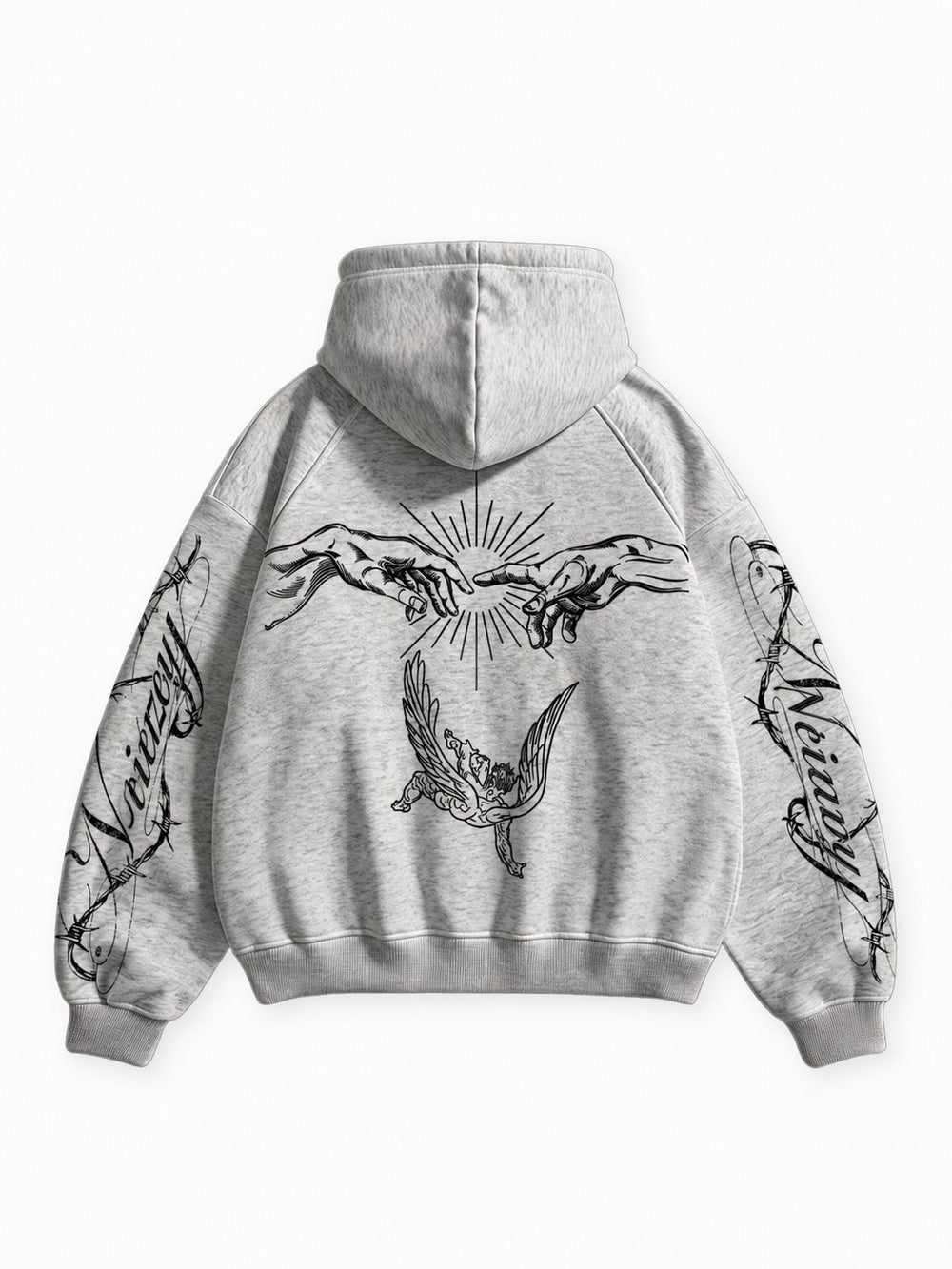 Angel Religion Gri Unisex Fermuarlı Sweatshirt