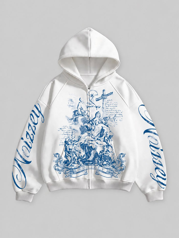 Divine Grace Siyah Unisex Fermuarlı Sweatshirt