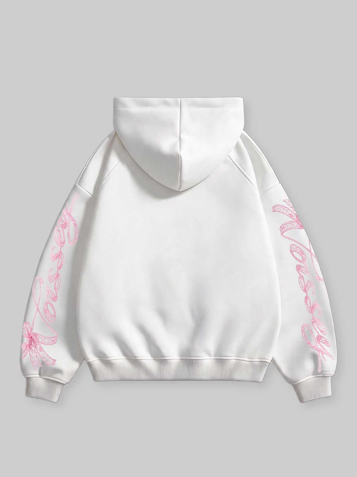 Pembe Fiyonk Dudak Beyaz Unisex Fermuarlı Sweatshirt