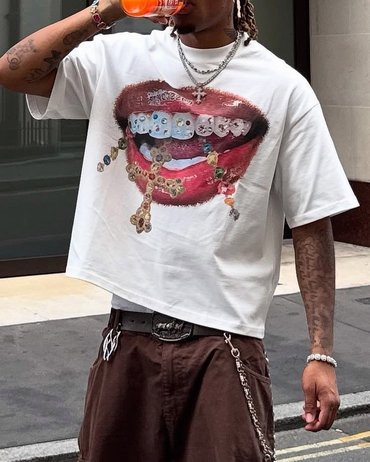 Pırlanta Haç Grillz" nletici Unisex Tişört