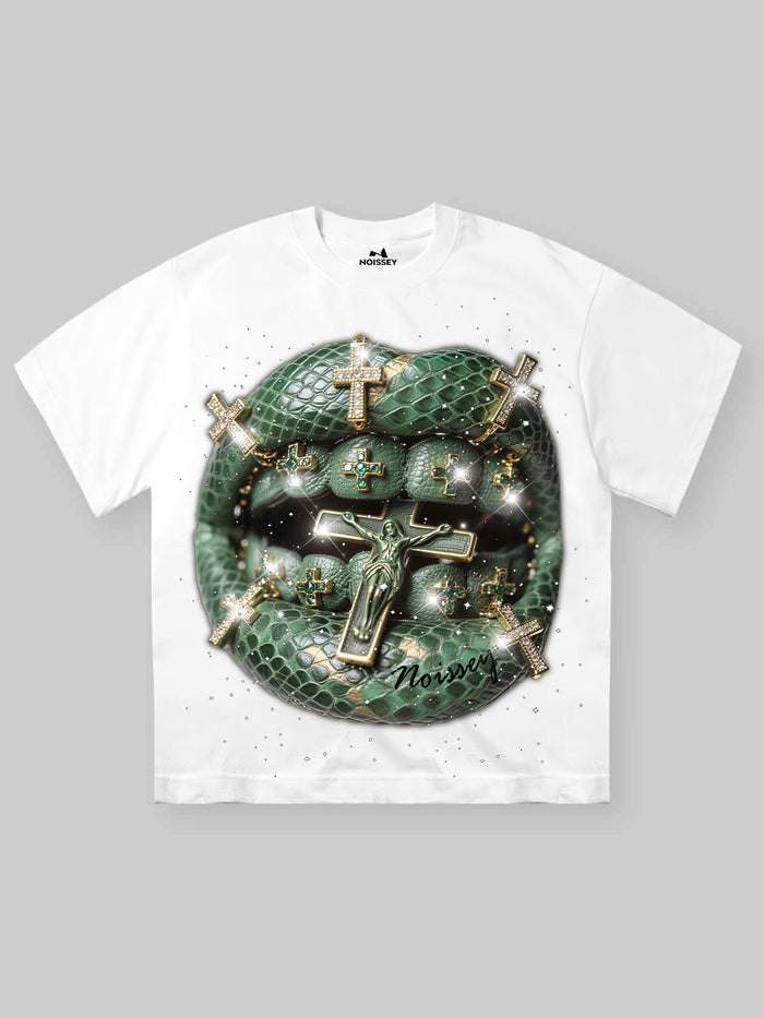 Bronz Snakeskin Haç Unisex Tişört