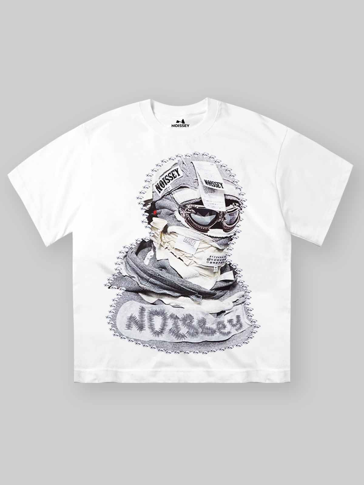 Motion Back Maske Kolaj Beyaz Unisex Tişört