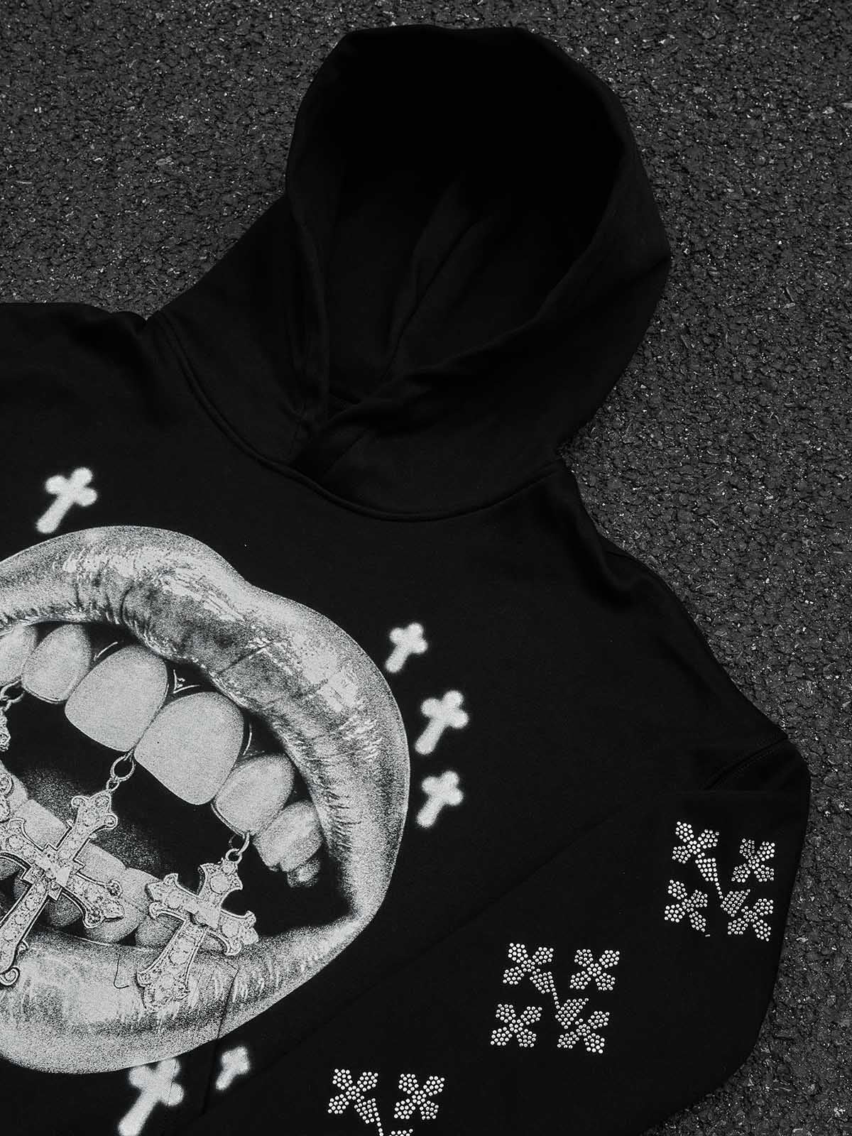 Silver Sanctuary Siyah Unisex Kapüşonlu Sweatshirt
