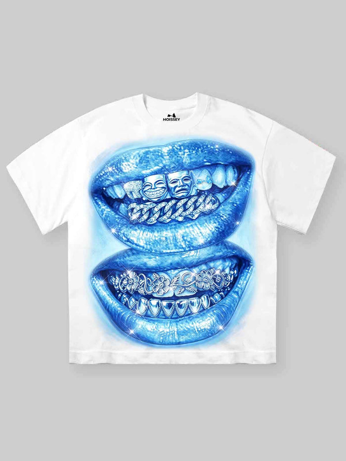 Drama Grillz Lips Beyaz Unisex Tişört