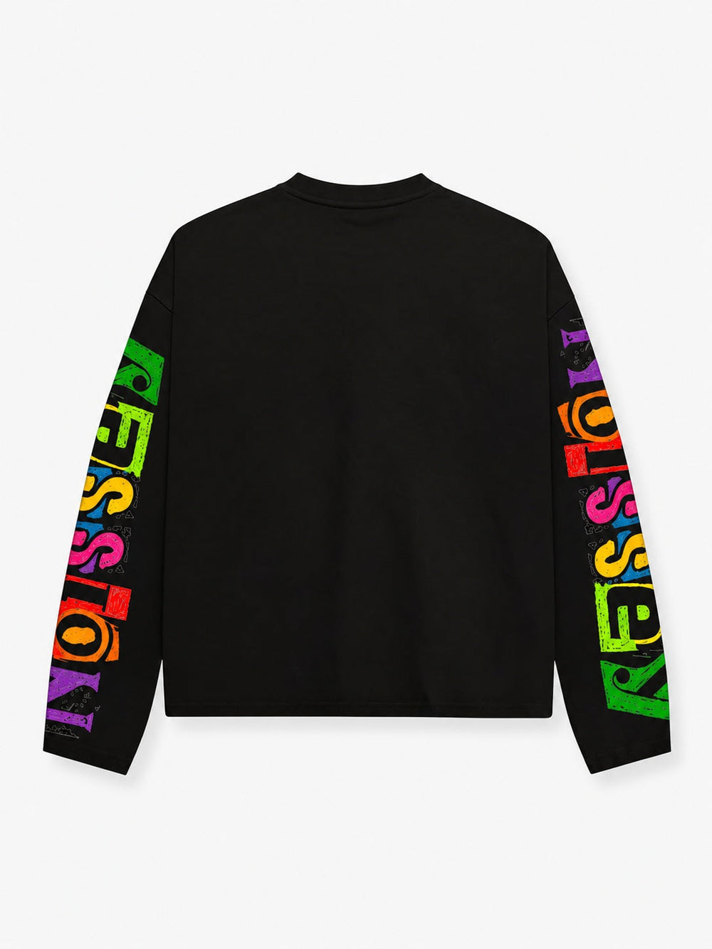IDREAM Çiçekli Portre Siyah Unisex Uzun Kollu Tişört