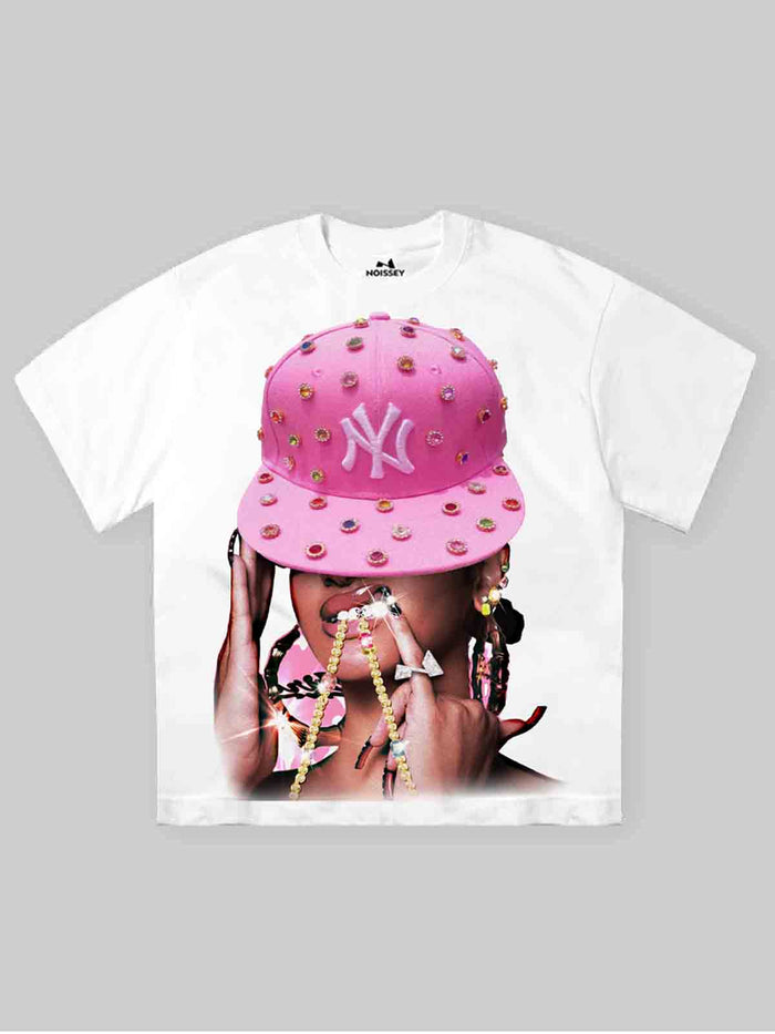 Pink Diamond-Hat Girl Beyaz Unisex Tişört