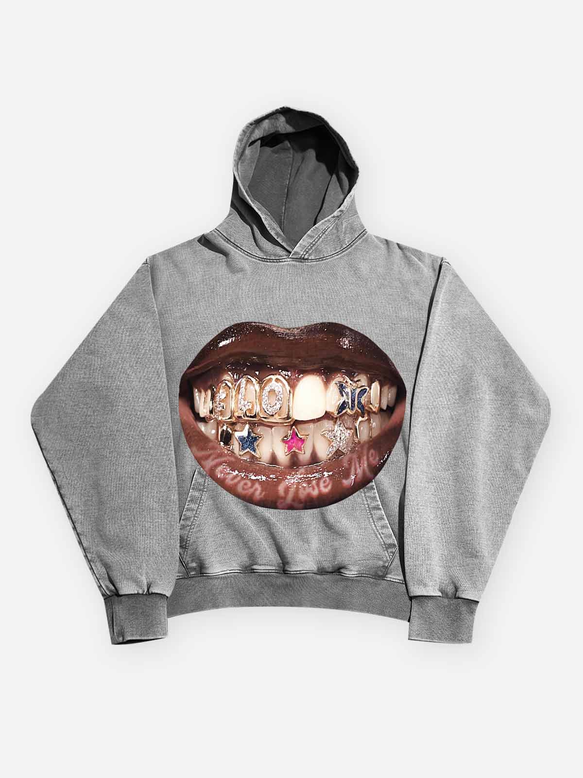 Dudak Diş Sticker Unisex Kapüşonlu Sweatshirt