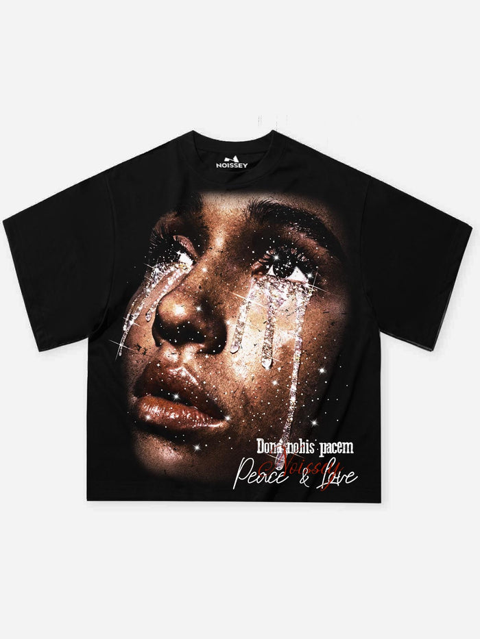 Peace & Love Siyah Unisex Tişört