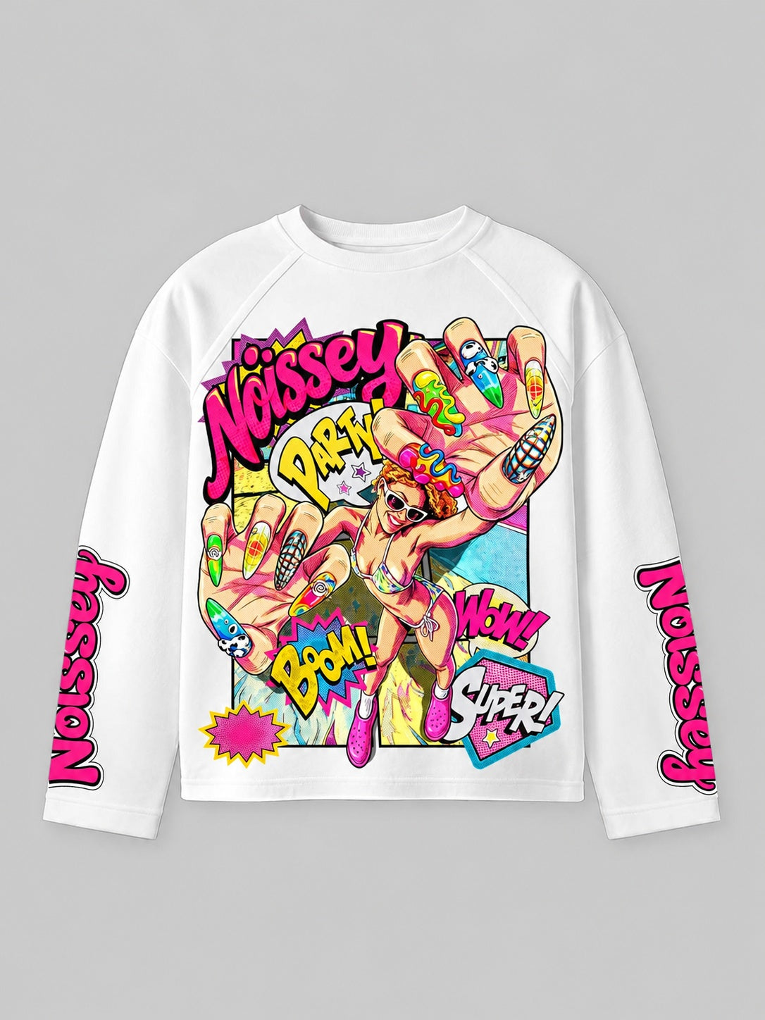Pop Parti Kız Beyaz Unisex Uzun Kollu Tişört