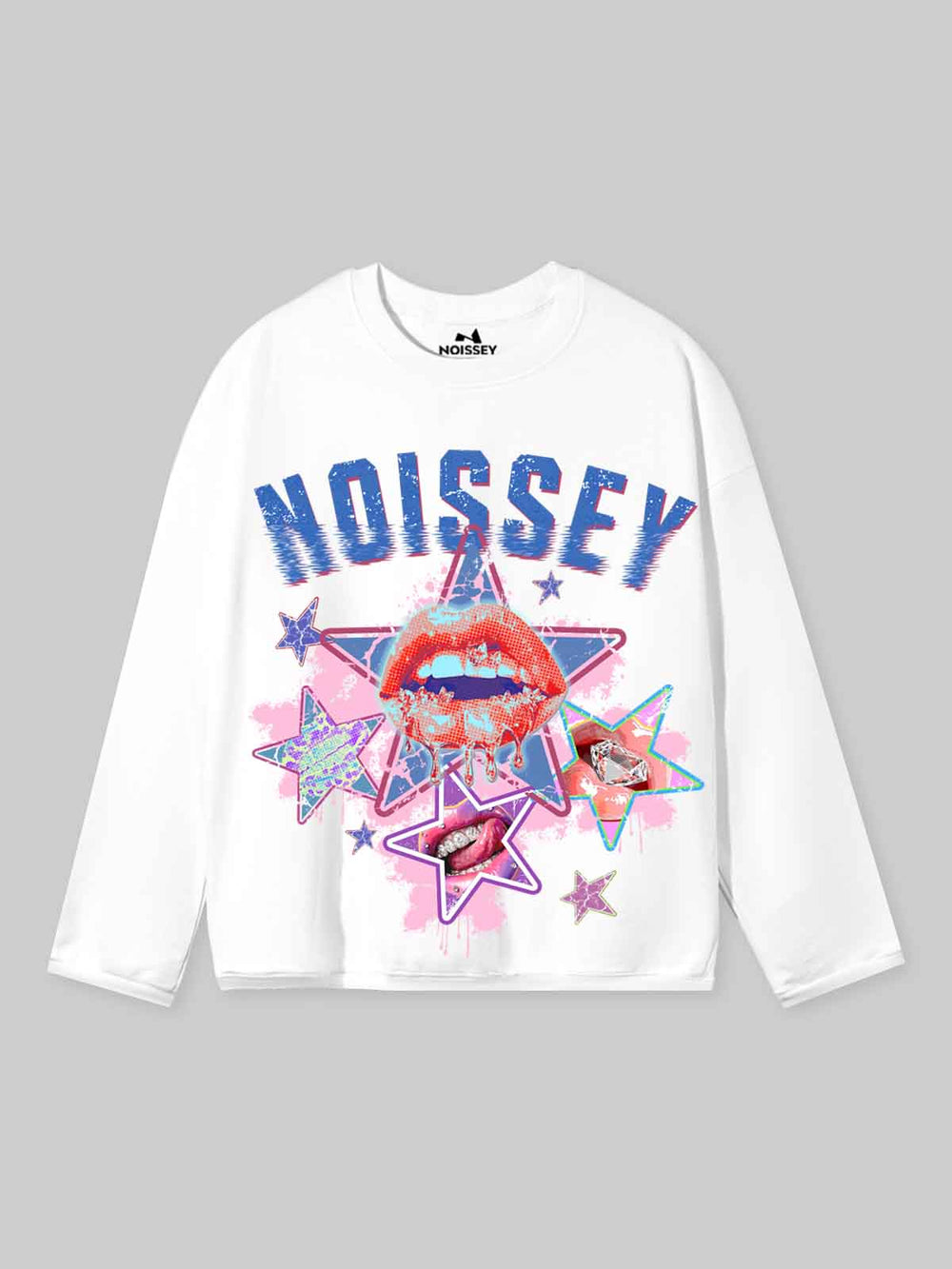 Vintage Grillz Kolaj Beyaz Unisex Uzun Kollu Tişört
