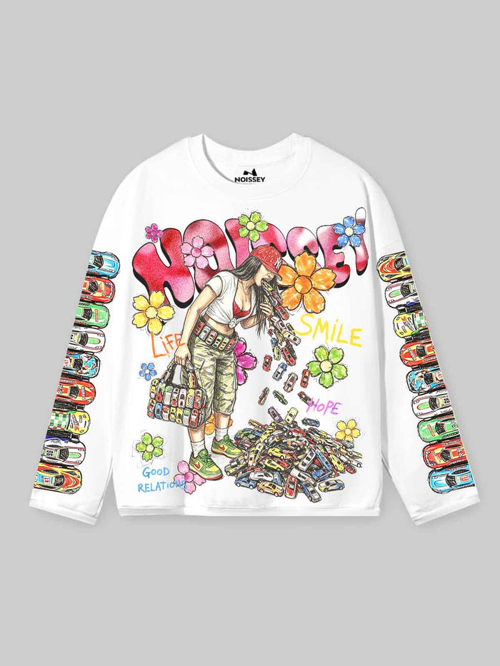 Oyuncak Araba Grafiti Unisex Uzun Kollu Tişört