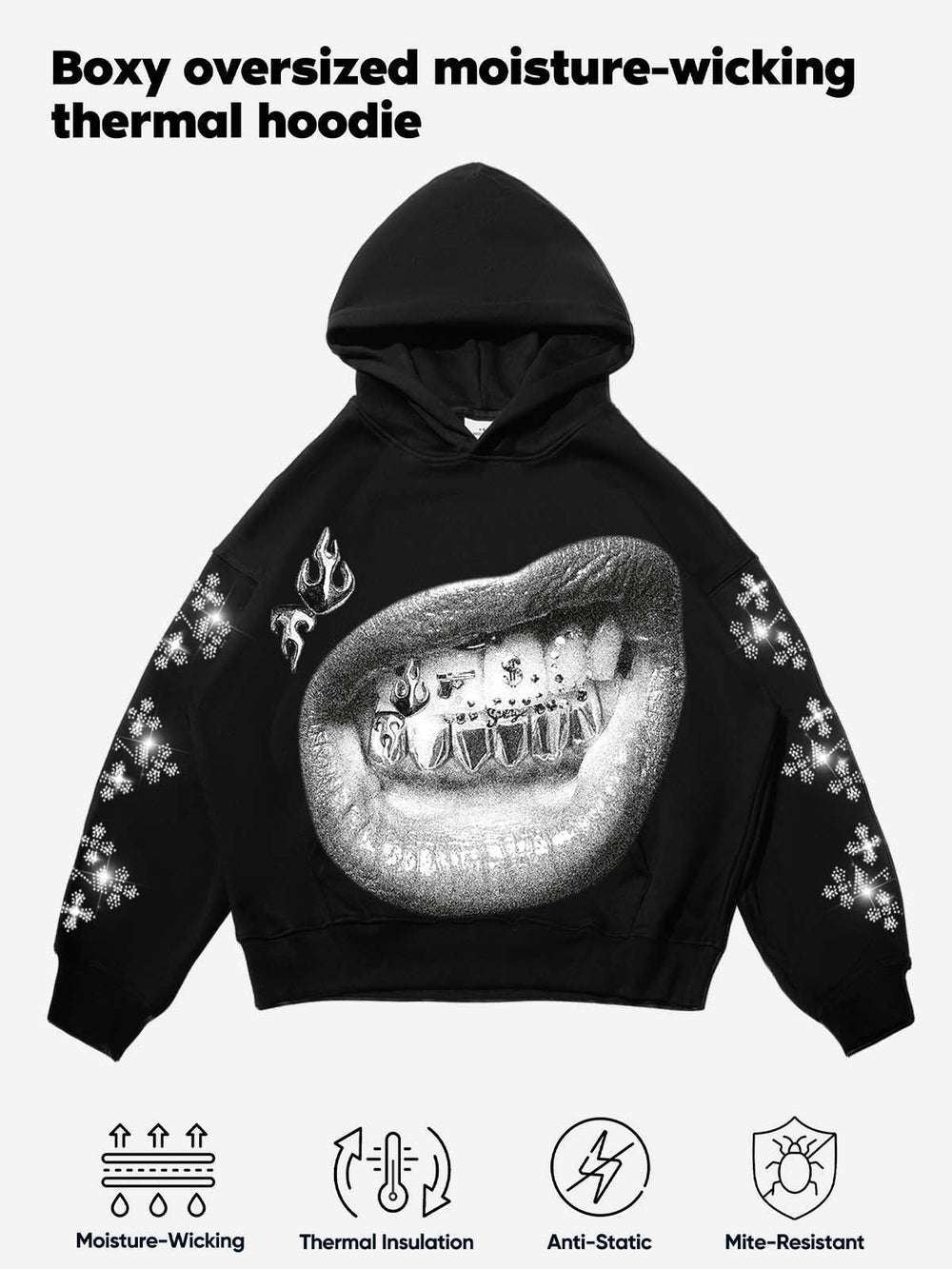 Dudak Diş Arma Unisex Kapüşonlu Sweatshirt
