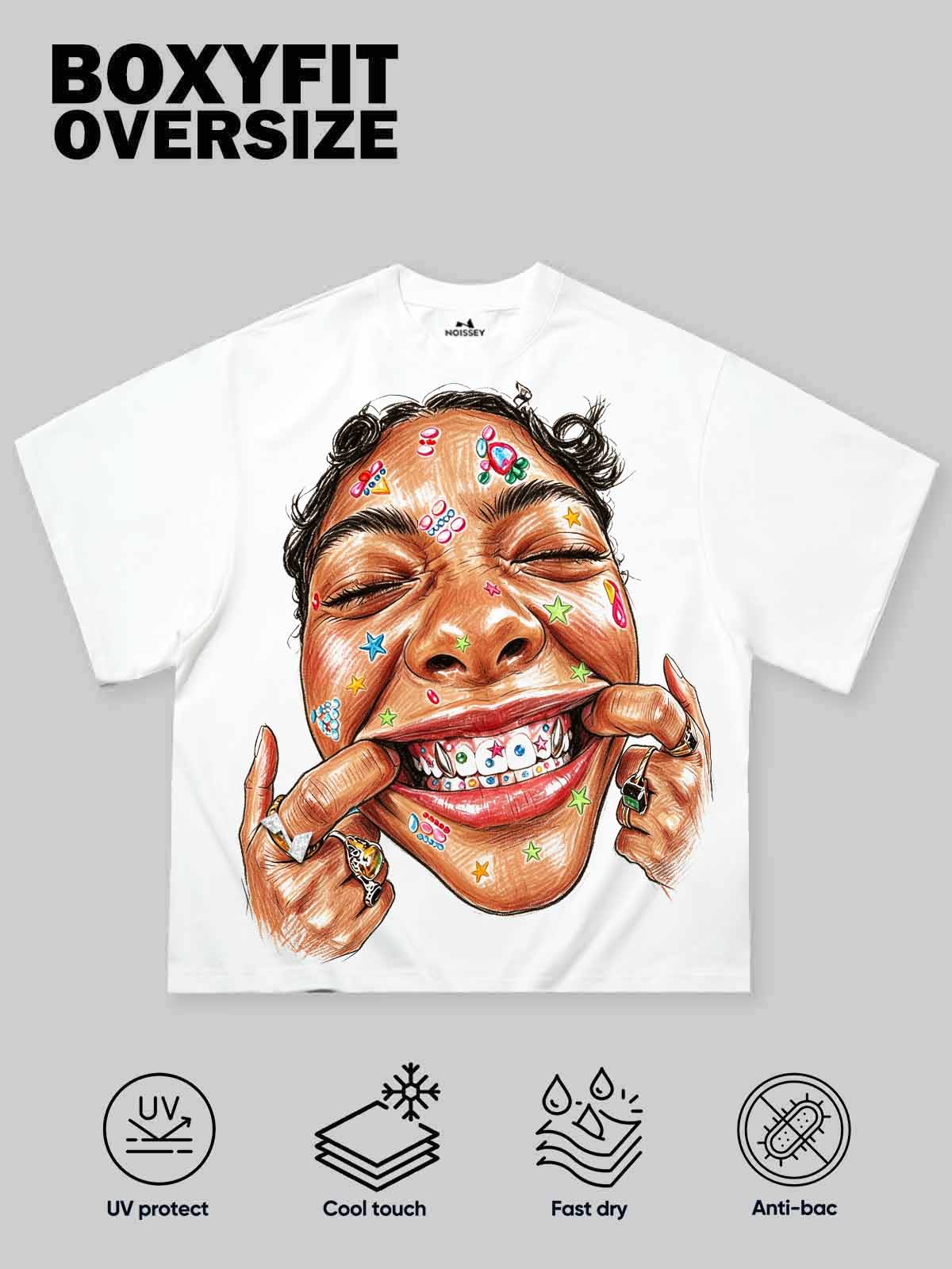 Y2K Colorful Smiley Beyaz Unisex Tişört
