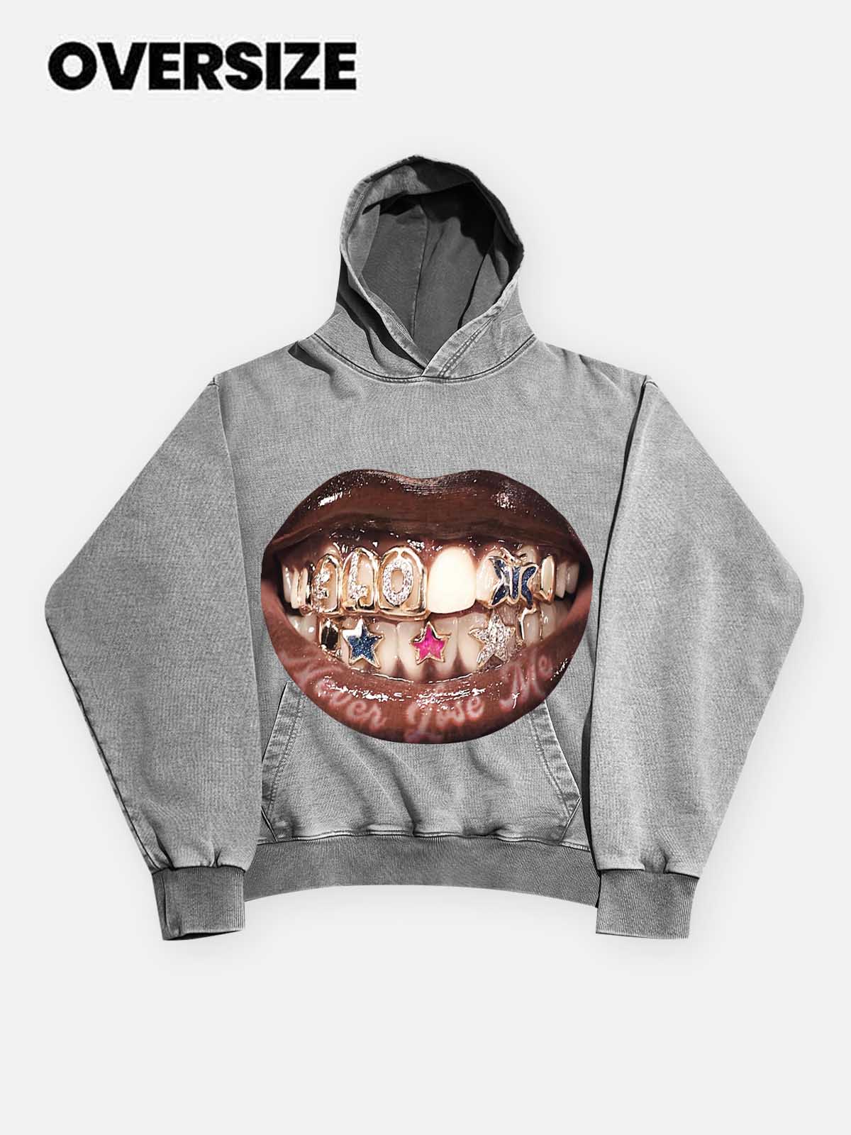 Dudak Diş Sticker Unisex Kapüşonlu Sweatshirt