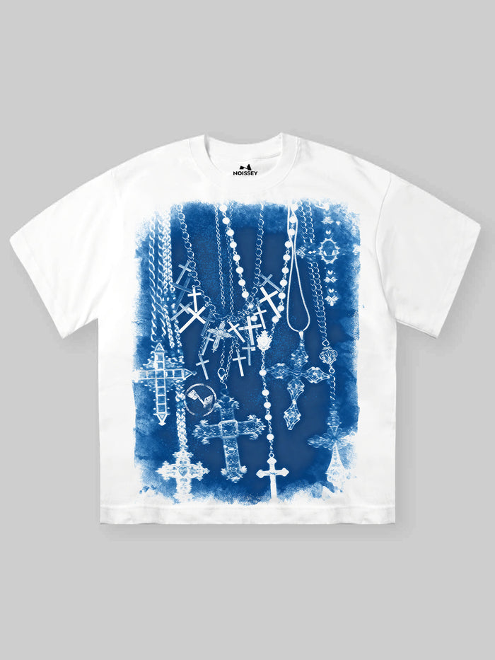 Vintage Blueprint Haç Unisex Tişört