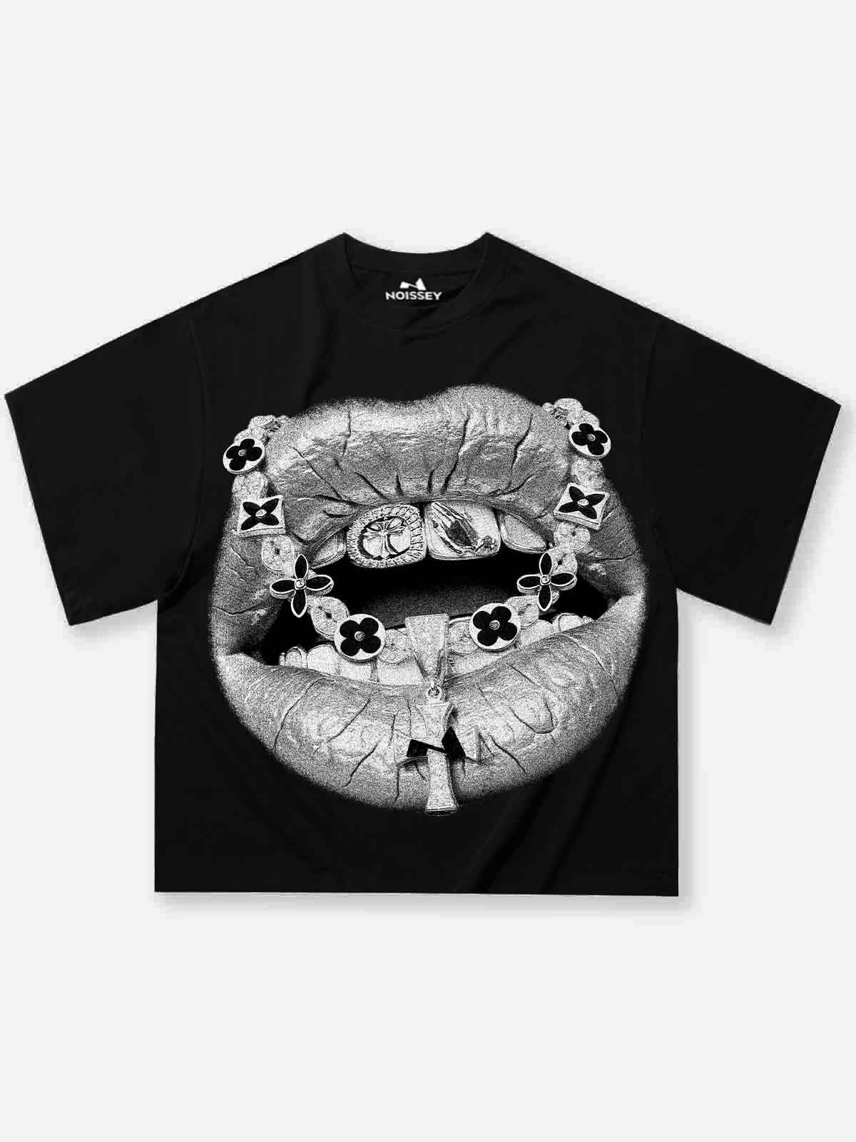 Retro Haç Dudak Beyaz Unisex Tişört