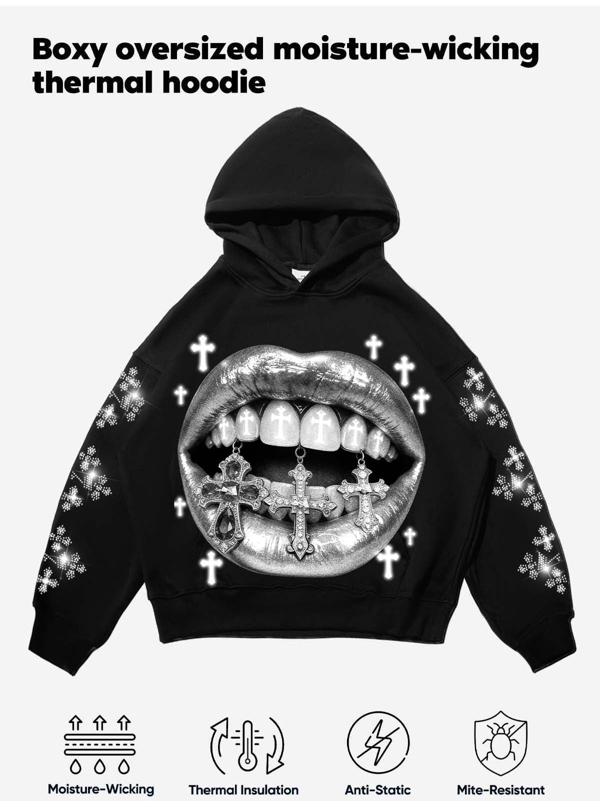 Silver Sanctuary Siyah Unisex Kapüşonlu Sweatshirt