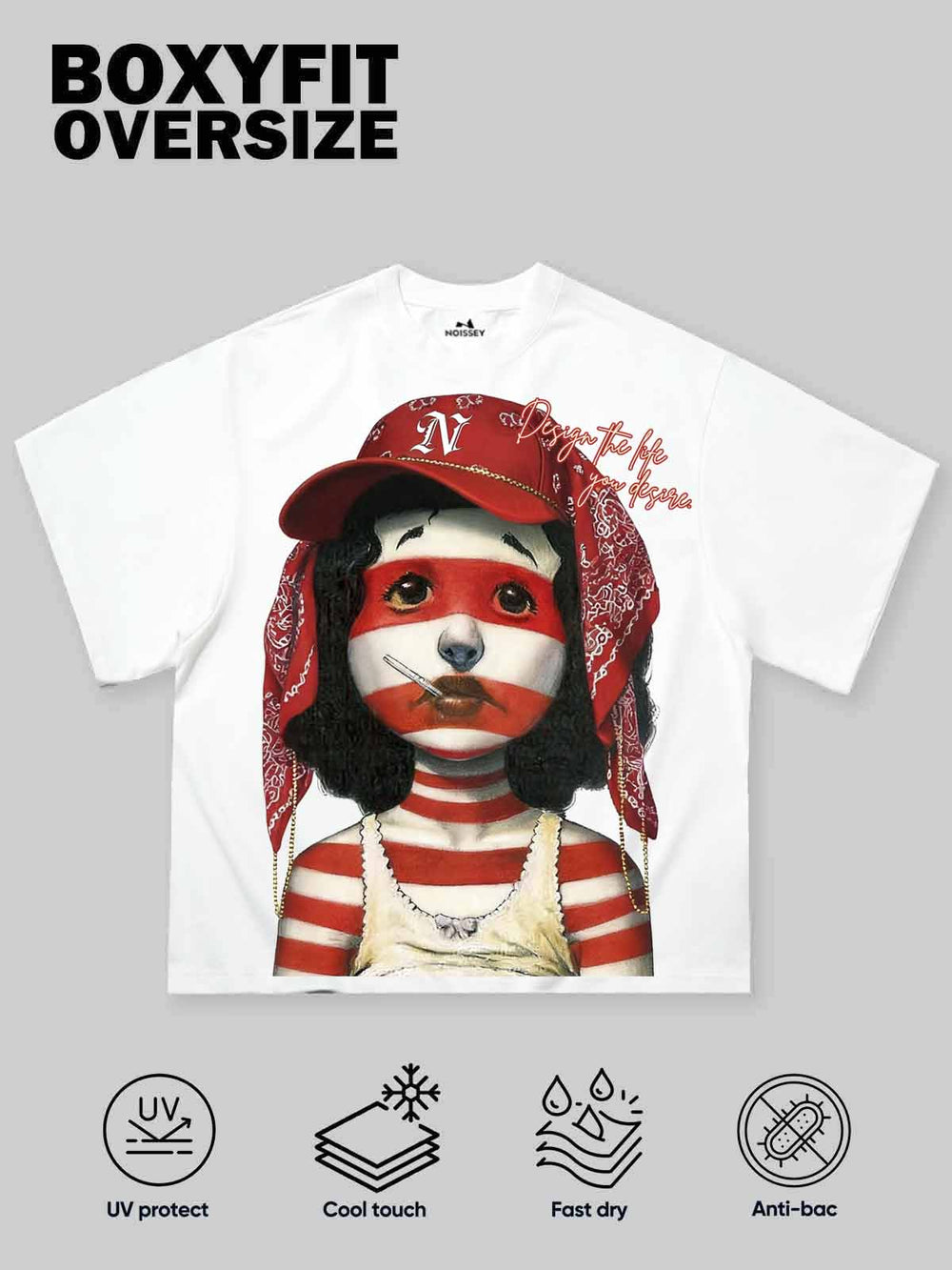 Kırmızı Bandanalı Kız Beyaz Unisex Tişört