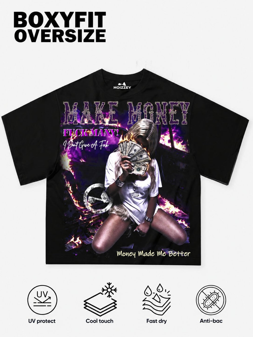 Make Money Ateş Kız Siyah Unisex Tişört