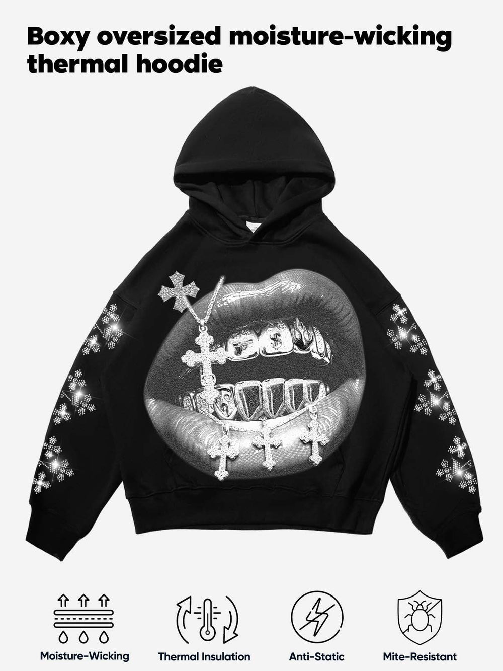 Termal Haç Grillz Unisex Kapüşonlu Sweatshirt