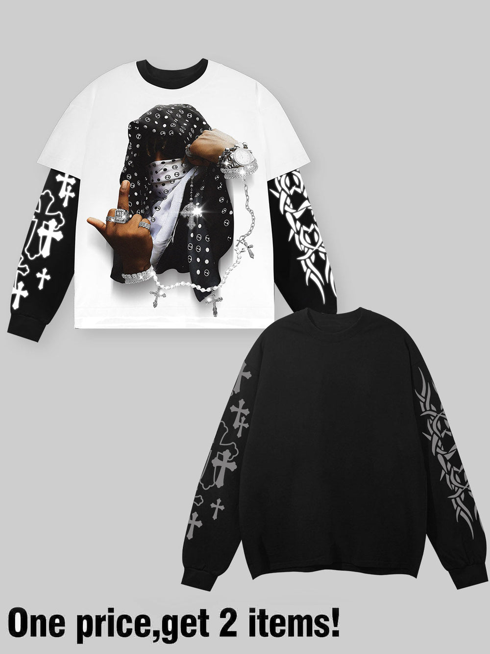 Işıltılı Başörtüsü Unisex Uzun Kollu Tişört