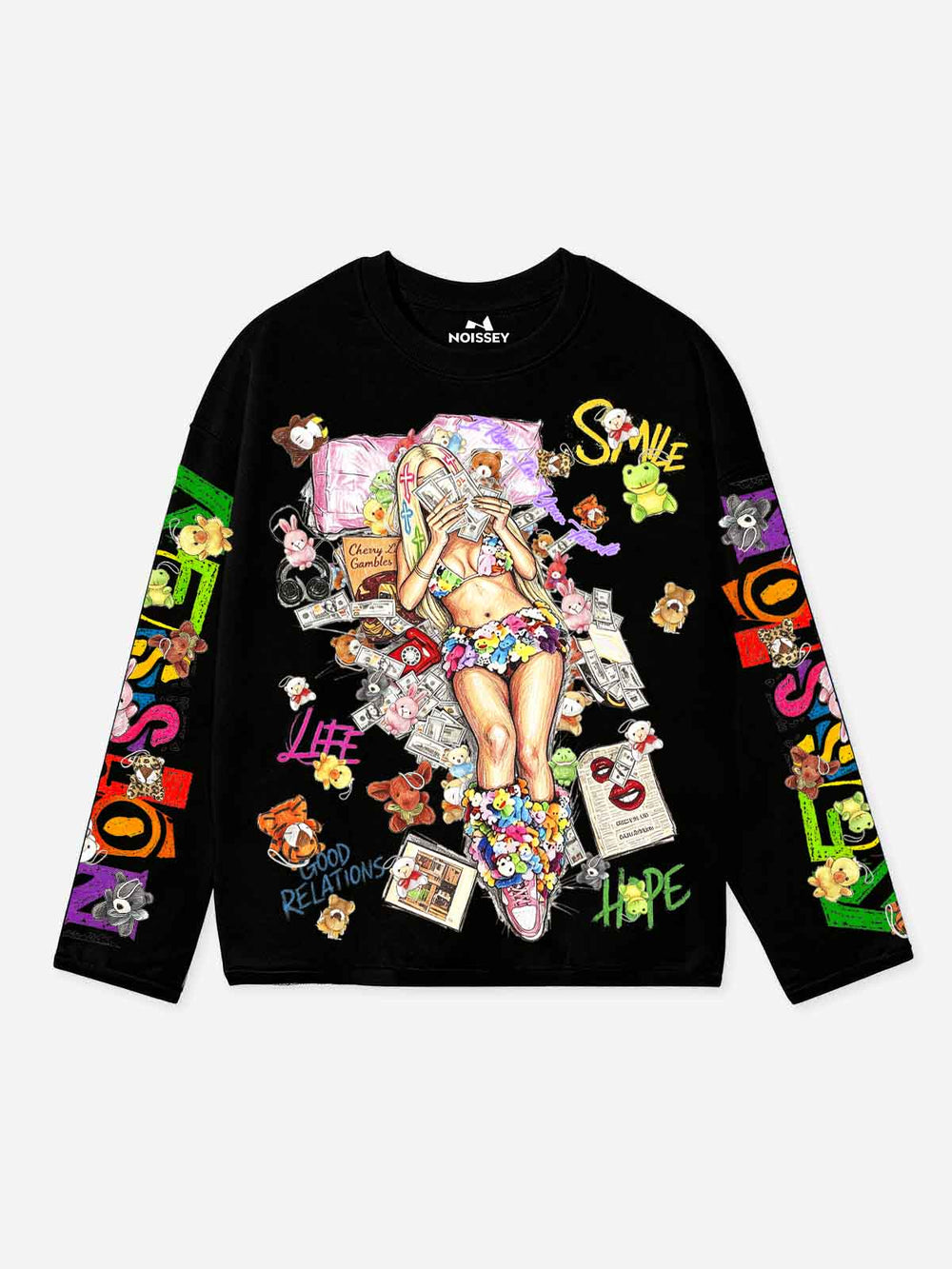 Grafiti Pelüş Kız Unisex Uzun Kollu Tişört