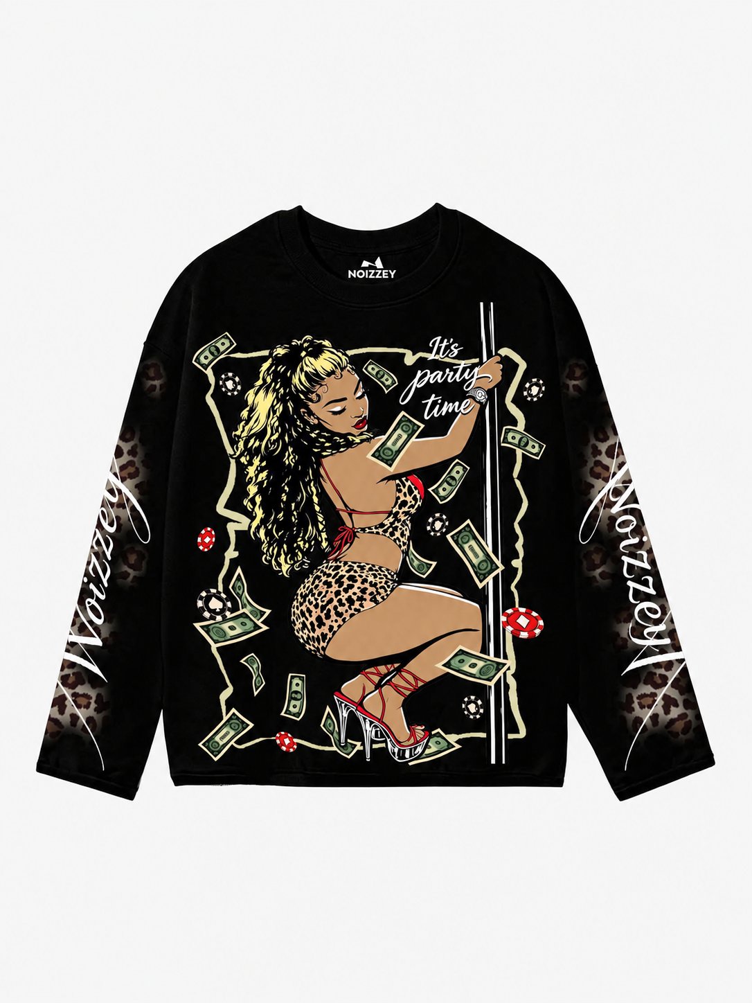 Leopar Dansçı Siyah Unisex Uzun Kollu Tişört