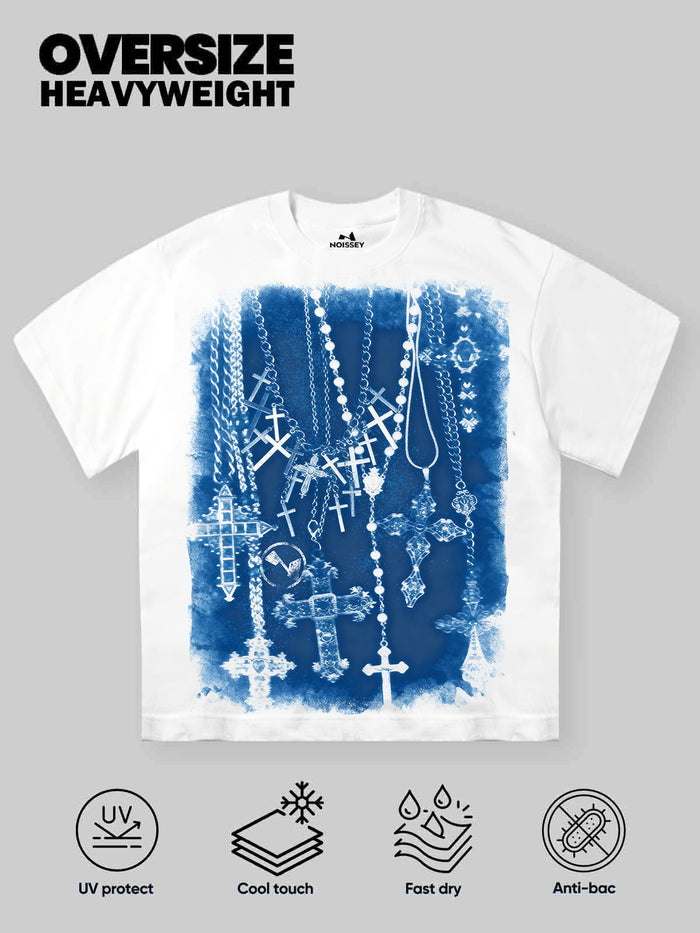 Vintage Blueprint Haç Unisex Tişört