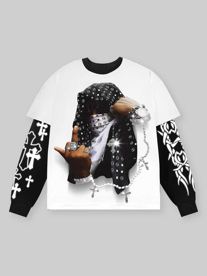 Işıltılı Başörtüsü Unisex Uzun Kollu Tişört