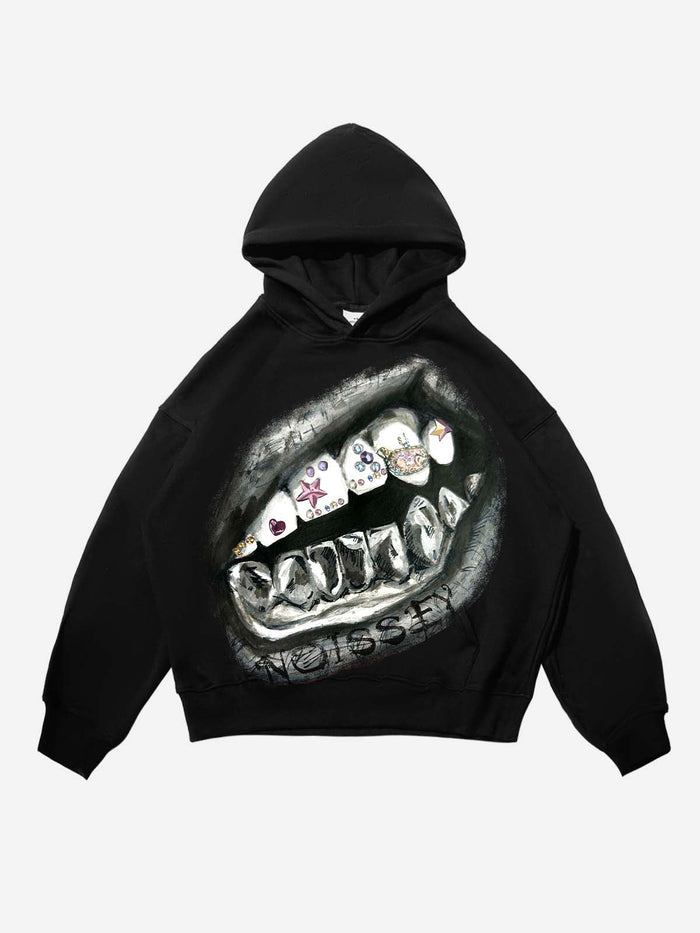 Kalem Çizimi Grillz Unisex Kapüşonlu Sweatshirt