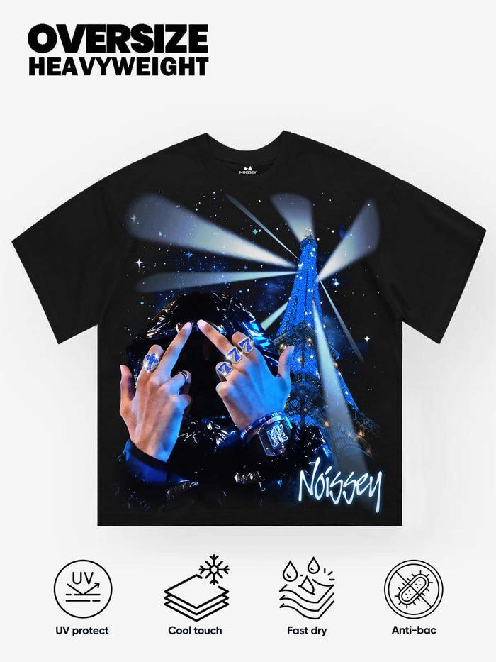 Midnight Eiffel Oniks Siyah Unisex Tişört