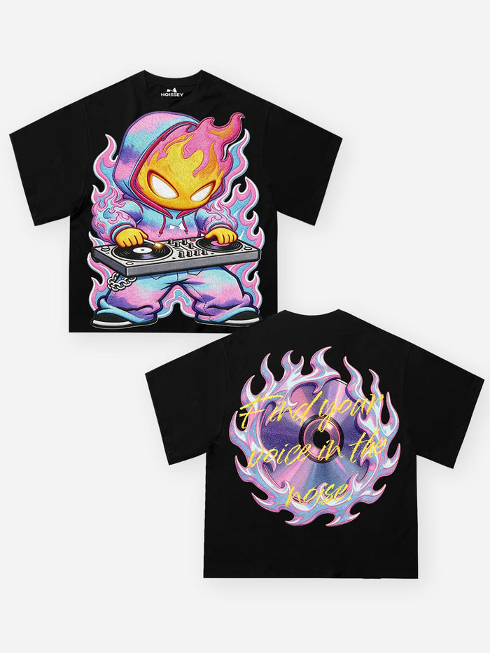 Gökkuşağı DJ Kaykaycı Siyah Unisex Tişört
