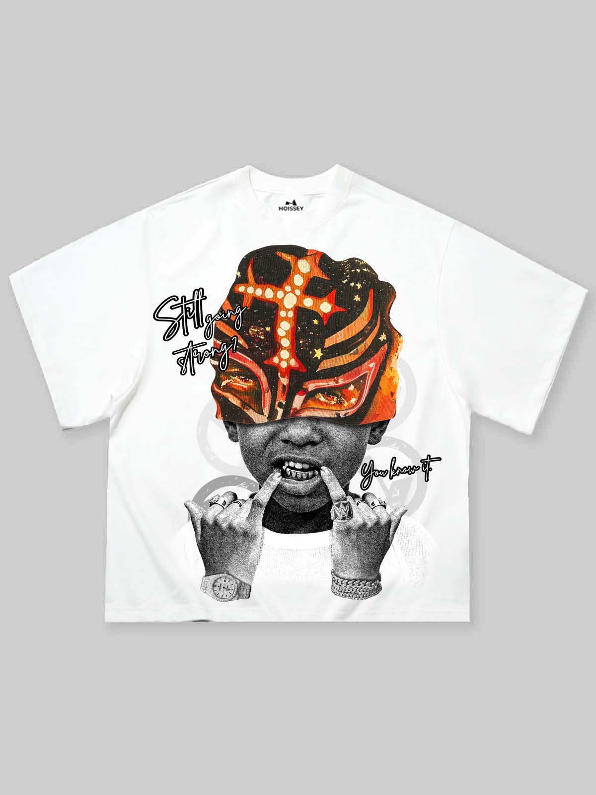 Lucha Maskeli Çocuk Beyaz Unisex Tişört