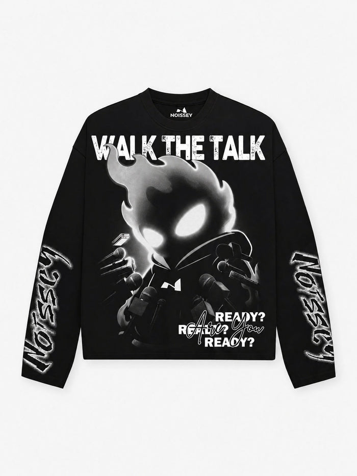 WALK THE TALK Siyah Unisex Uzun Kollu Tişört