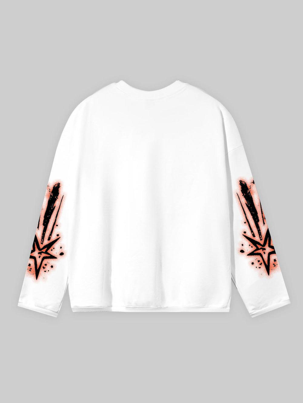 Turuncu Çizgi Karakter Beyaz Unisex Uzun Kollu Tişört